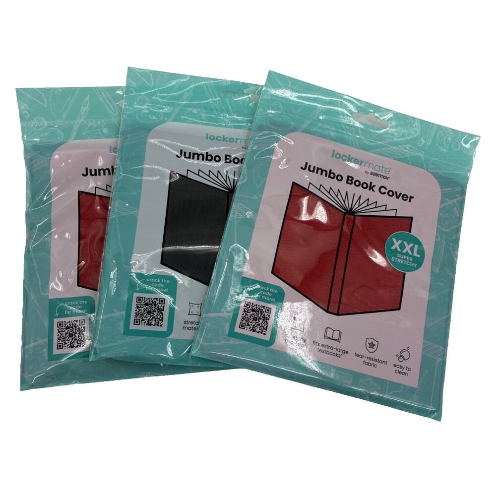 Lockermate Jumbo Book Covers XXL Stretch Textbook Covers Lot Of 3 New